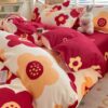 Pure Cotton Authentic Four-piece Skin-friendly Sanded Sheets Quilt Cover