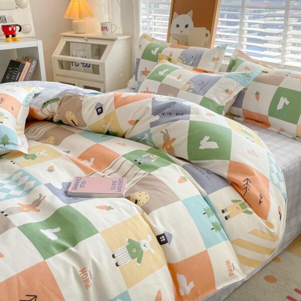 Pure Cotton Authentic Four-piece Skin-friendly Sanded Sheets Quilt Cover