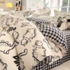 Pure Cotton Authentic Four-piece Skin-friendly Sanded Sheets Quilt Cover