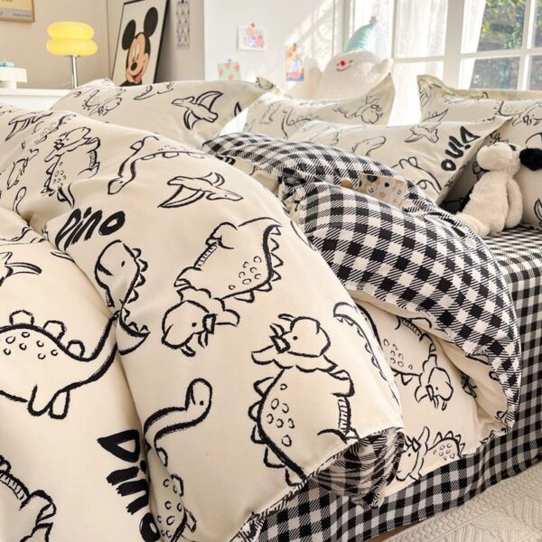 Pure Cotton Authentic Four-piece Skin-friendly Sanded Sheets Quilt Cover