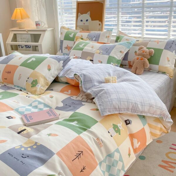 Pure Cotton Authentic Four-piece Skin-friendly Sanded Sheets Quilt Cover