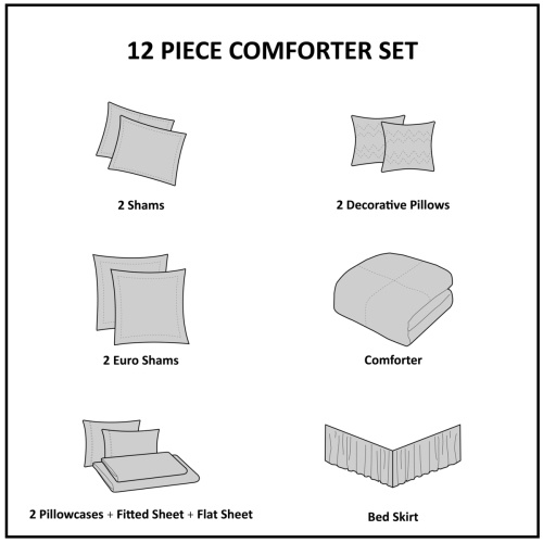 12 Piece Comforter Set With Cotton Bed Sheets Blue King