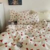 Girl's Love Cotton Four-piece Set Simple Fitted Sheet Three-piece 100 Cotton Set