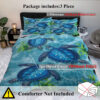 Sea Turtle Pattern Duvet Cover Set 3 Pieces King Size Soft Bedding Set With 2 Pilowcases With Zipper Closure For Home Bedroom For All Seasons