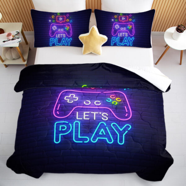 2dfe6552-5c43-4916-8ae1-08bcb04b1cee.jpg 3 Pieces Neon Game Pattern Comforter Set Ultra Soft Bedding Set