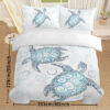 Sea Turtle Bedding Aqua Teal Blue Duvet Cover Sets Beach Turtle Bed Sets Ocean 3 Piece Turtle Themed Comforter Cover With 2 Pillowcases Twin Full Queen King Size