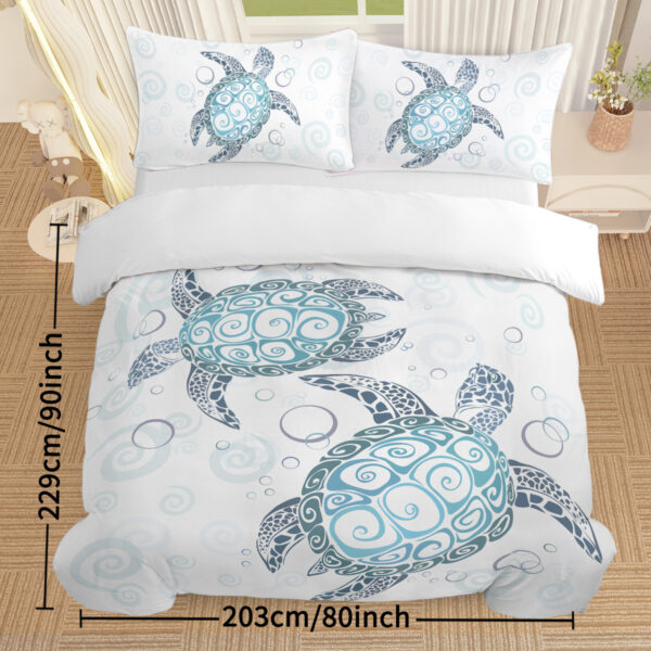 Sea Turtle Bedding Aqua Teal Blue Duvet Cover Sets Beach Turtle Bed Sets Ocean 3 Piece Turtle Themed Comforter Cover With 2 Pillowcases Twin Full Queen King Size
