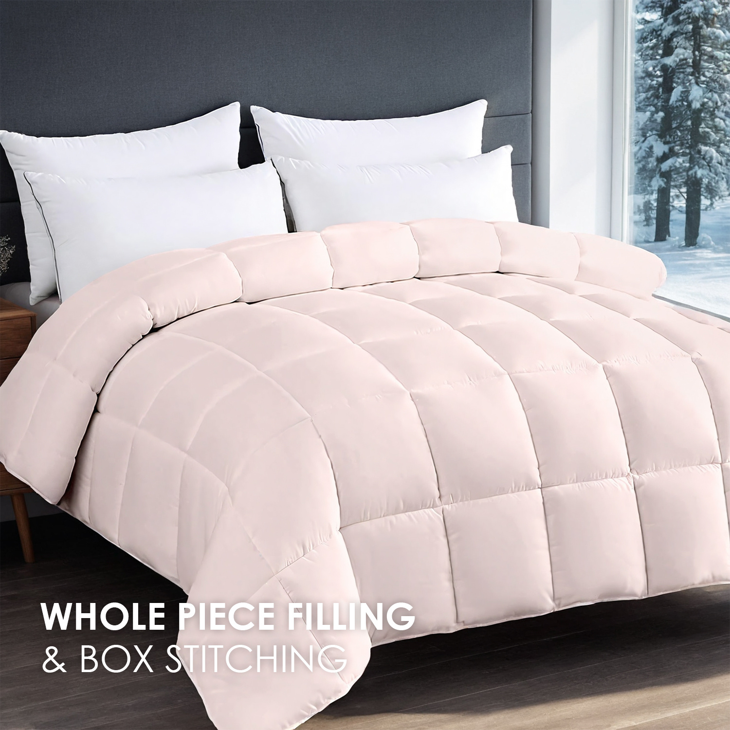Pink Extra Large Plump Thick Duvet - Winter Enhanced Warmth With Skin-friendly Comfort. Bohemian Minimalist Checkered Design, Luxury Hotel-grade For Bedroom Use. Premium Christmas Gift Selection. - Image 5