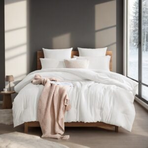All-Season Oversized White Plump Duvet - Winter Snow Day Bedding For Bedrooms And Hotels. Features Warm Fluffy Filling With Nordic Bohemian Style, Perfect As A Christmas Gift.