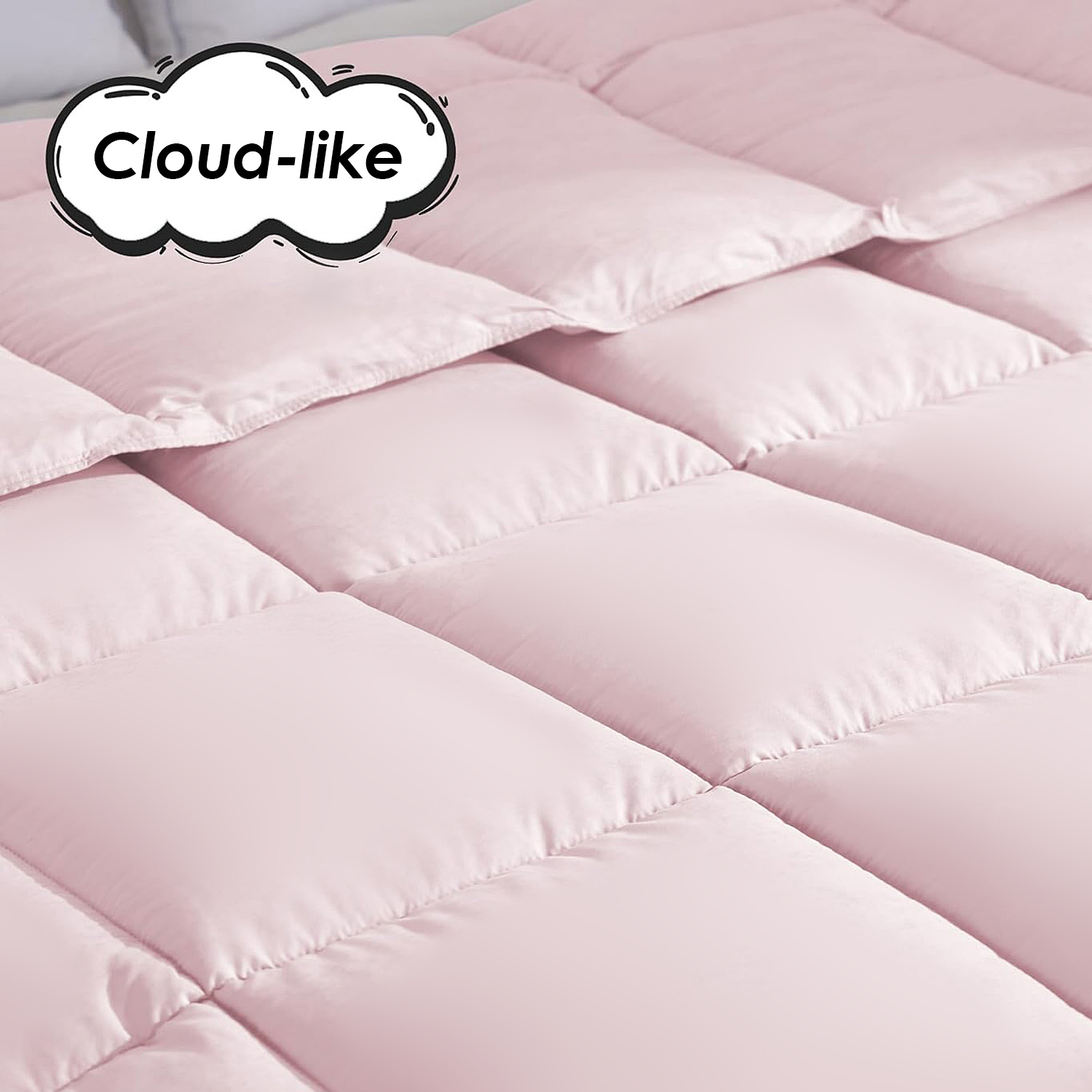 Pink Extra Large Plump Thick Duvet - Winter Enhanced Warmth With Skin-friendly Comfort. Bohemian Minimalist Checkered Design, Luxury Hotel-grade For Bedroom Use. Premium Christmas Gift Selection. - Image 2