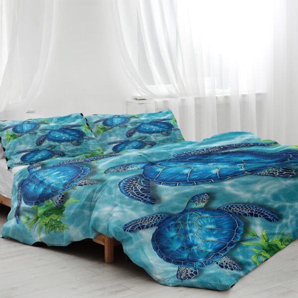 Sea Turtle Pattern Duvet Cover Set 3 Pieces King Size Soft Bedding Set With 2 Pilowcases With Zipper Closure For Home Bedroom For All Seasons