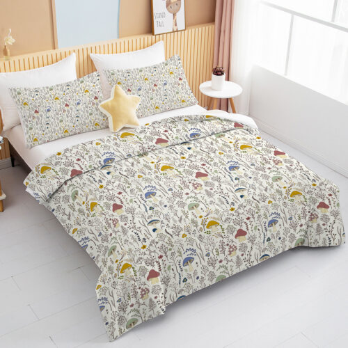 3 Pieces Mushroom Decoration Comforter Set Soft Bedding Set For Home Bedroom Decor Twin Full Queen King Size