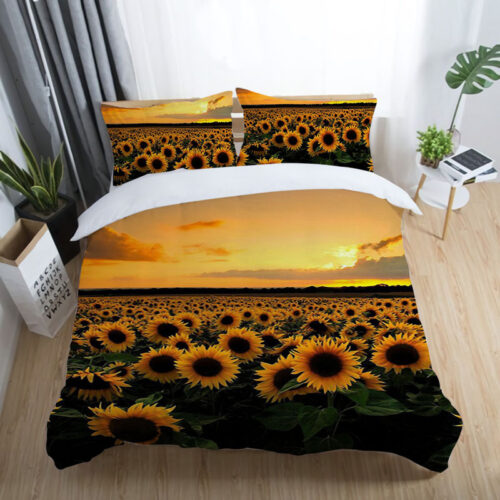 3D Digital Printing Home Textile Four Piece Set Three Piece Set Bedding Sunflower Series Polyester Duvet Cover Set