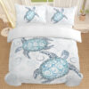 Sea Turtle Bedding Aqua Teal Blue Duvet Cover Sets Beach Turtle Bed Sets Ocean 3 Piece Turtle Themed Comforter Cover With 2 Pillowcases Twin Full Queen King Size