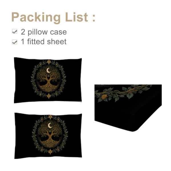 3pcs Tree Of Life Minimalist Comfort Series Bed Fitted Sheet And Two Pillowcases Bedding For All Seasons Use