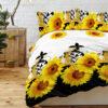 3 Pieces Black And White Background Sunflower Duvet Cover Set Yellow Flower Polyester Bedding Set For Adults Bedroom Decor Twin Full Queen King Size
