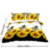 3 Pieces Black And White Background Sunflower Duvet Cover Set Yellow Flower Polyester Bedding Set For Adults Bedroom Decor Twin Full Queen King Size
