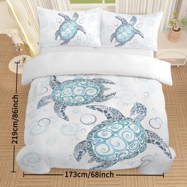 Sea Turtle Bedding Aqua Teal Blue Duvet Cover Sets Beach Turtle Bed Sets Ocean 3 Piece Turtle Themed Comforter Cover With 2 Pillowcases Twin Full Queen King Size
