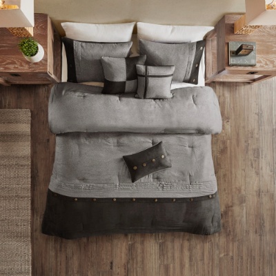 7 Piece Faux Suede Comforter Set