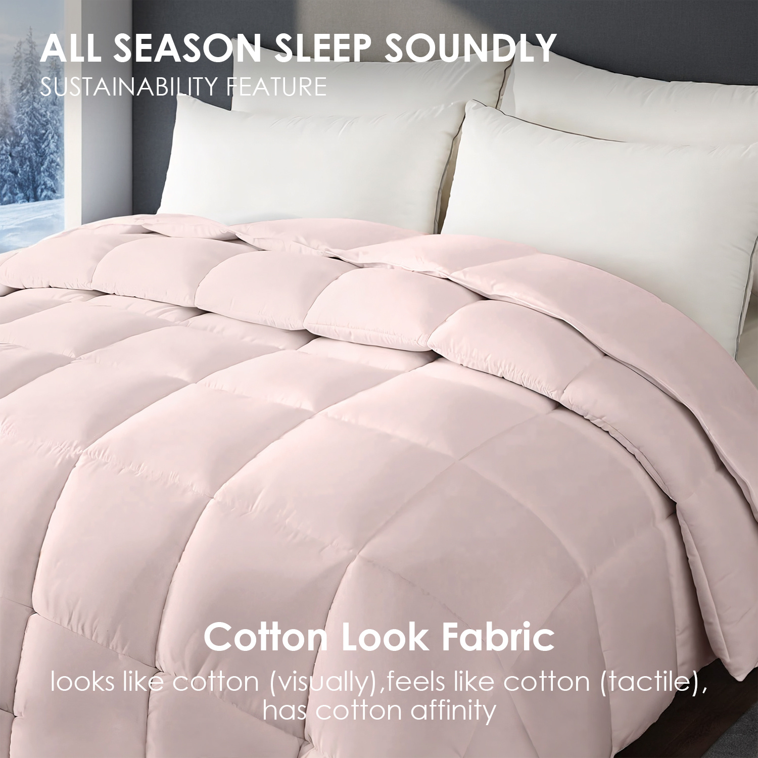 Pink Extra Large Plump Thick Duvet - Winter Enhanced Warmth With Skin-friendly Comfort. Bohemian Minimalist Checkered Design, Luxury Hotel-grade For Bedroom Use. Premium Christmas Gift Selection. - Image 3