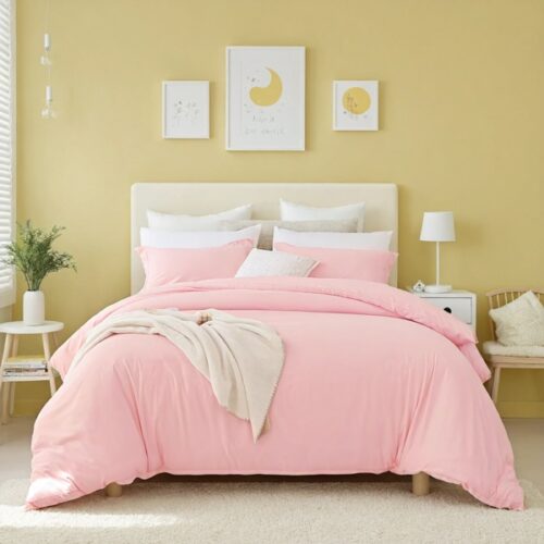 Pink Oversized Duvet Cover Set Adorable Fresh Aesthetic Suits All Genders. Premium Breathable Microfiber With Bohemian Details. Fits Single/double Beds. Perfect For Bedrooms And Hotels. An Ideal Chris