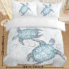 Sea Turtle Bedding Aqua Teal Blue Duvet Cover Sets Beach Turtle Bed Sets Ocean 3 Piece Turtle Themed Comforter Cover With 2 Pillowcases Twin Full Queen King Size