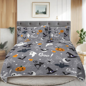 3pcs Halloween Pumpkin Set Comforter Set For Girls Boys Women, Soft Lightweight Halloween Bedding Set 1 Coverlet And 2 Pillowcases