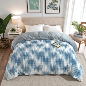 1PC Premium Thickened Plush Blue Camo Comforter Set, Reversible Bohemian Style Gradient Color Quilt With Ultra Soft Faux Rabbit Hair, Luxury Warm & Fluffy All-Season Bedding Collection, Geometric Patt